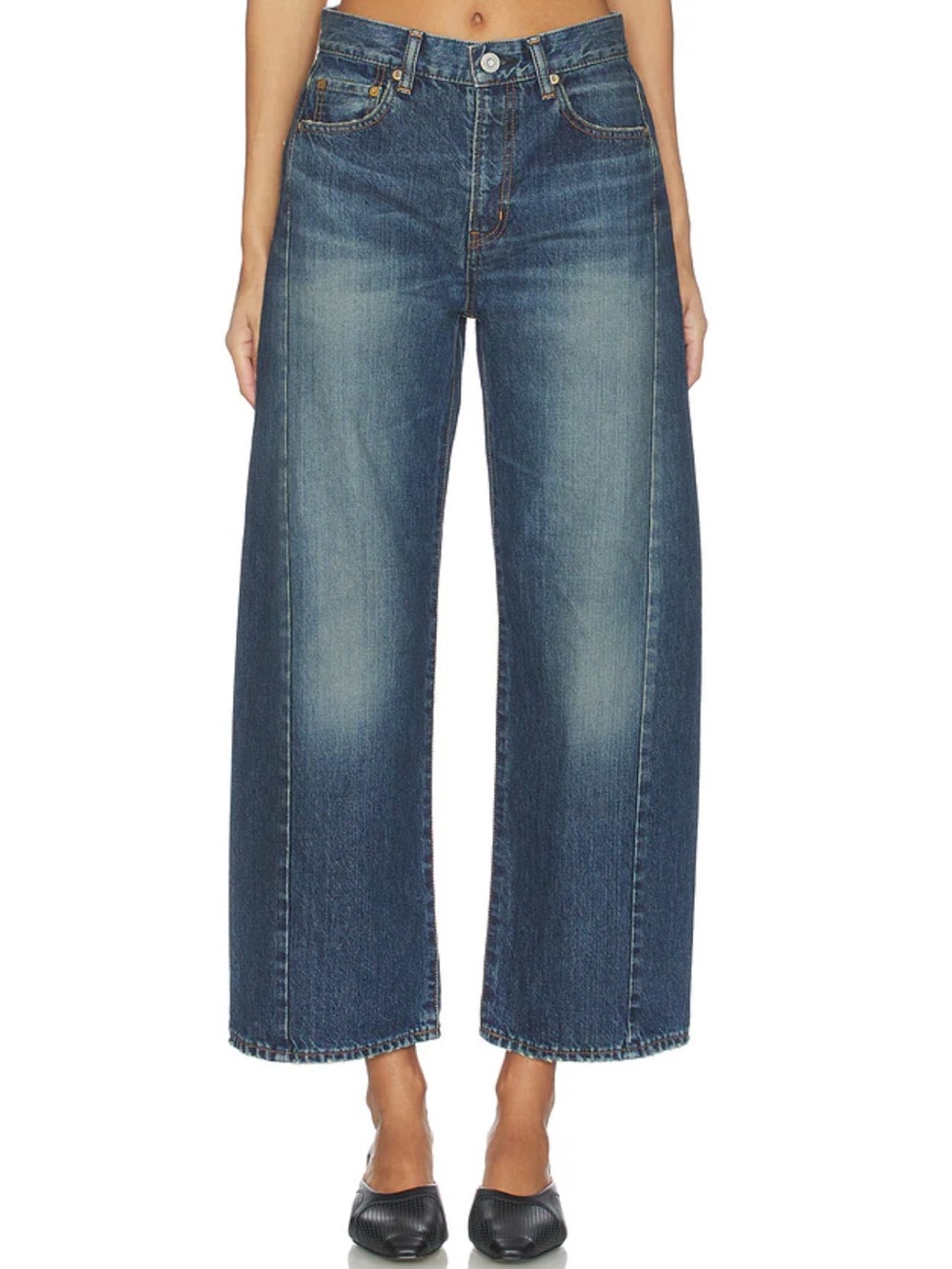 Moussy Vintage Harlem Side Line Cocoon Jeans Dark Blue Denim Women’s Size 25